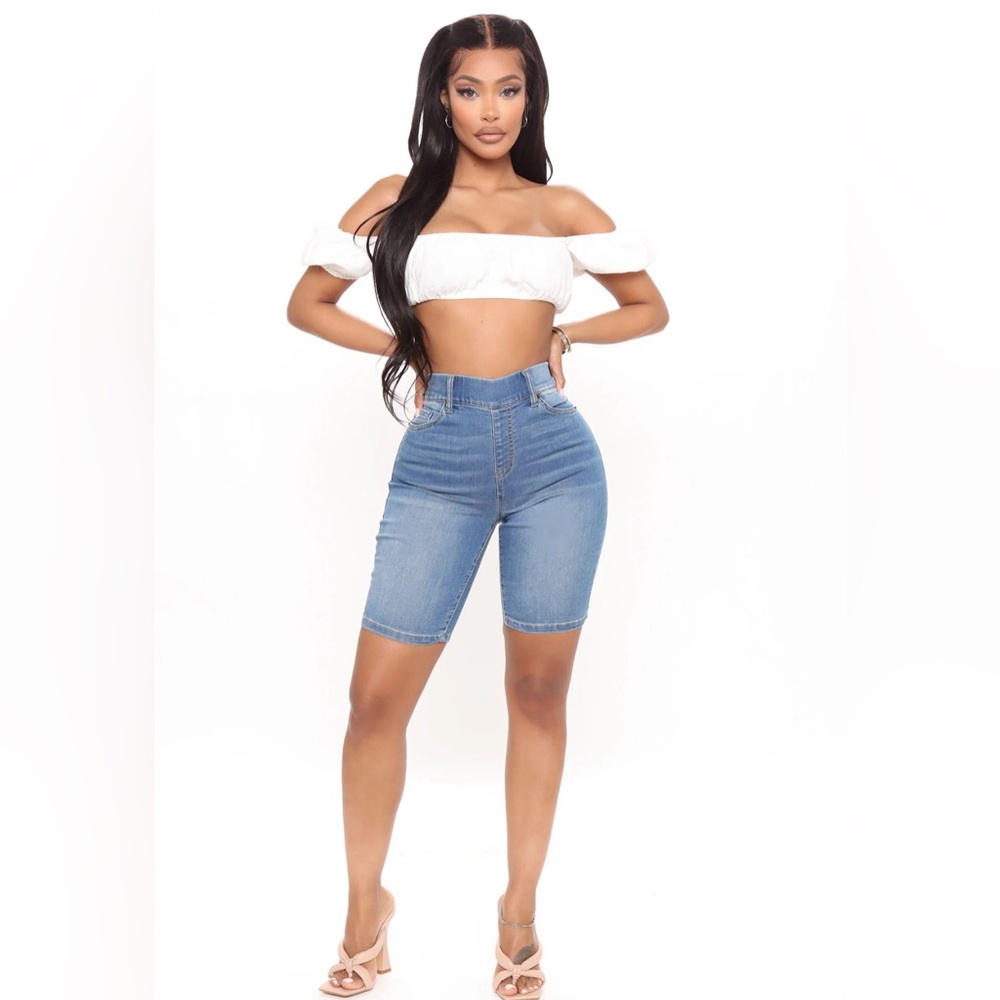 Fashion Nova Raine Super Stretch Pull on Denim Biker Short